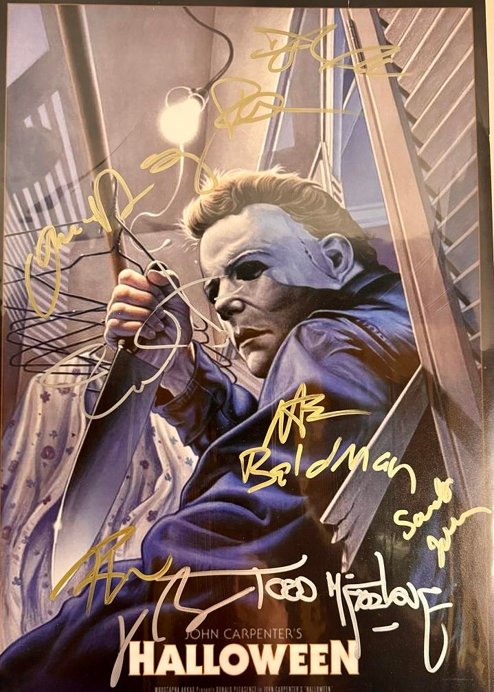 Halloween 12x18 cast Signed Jamie Lee Curtis ACOA